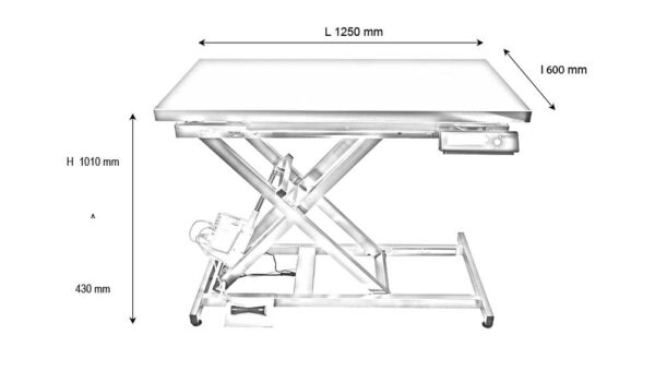 Table veterinaire électrique plateau plat avec pesée intégrée