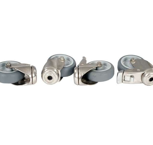 Set of 4 stainless steel castors diameter 75mm