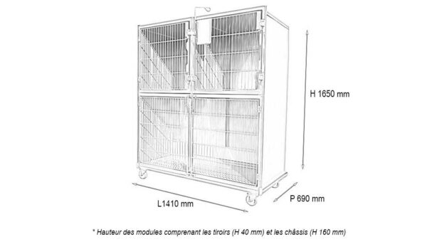 Set mit 3 Edelstahlkäfigen: 1C+2B Edelstahlgittertür + Trennwand +1 Rollgestell – Bild 2