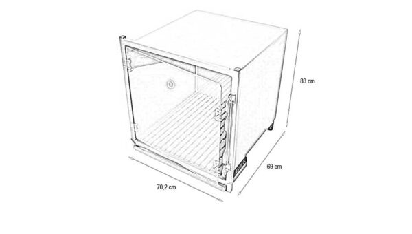 Cage en acier inoxydable – Format B – avec porte en verre et trou oxygène