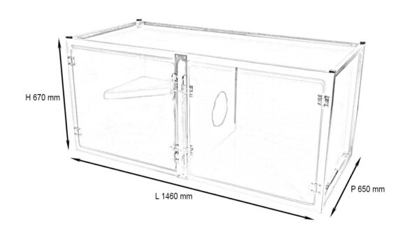 Cage d’hospitalisation long séjour (supérieur à 24 heures) POLYVET issue de notre gamme Cat Friendly, gamme spécialement conçue pour le bien-être, le confort et la sécurité des animaux.