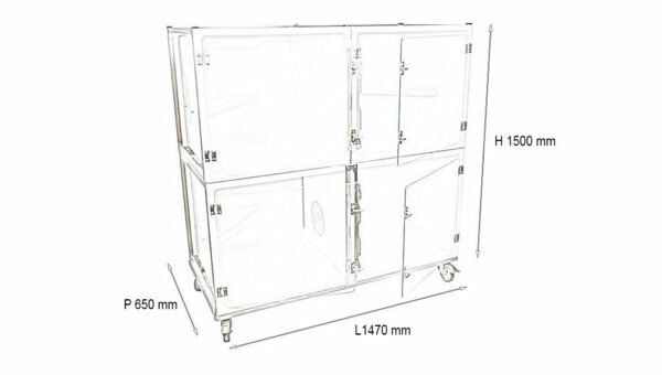 Ensemble 3 cages Hospitalisation POLYVET 1 Long Séjour 24h + 2 Court Séjour 24h + châssis