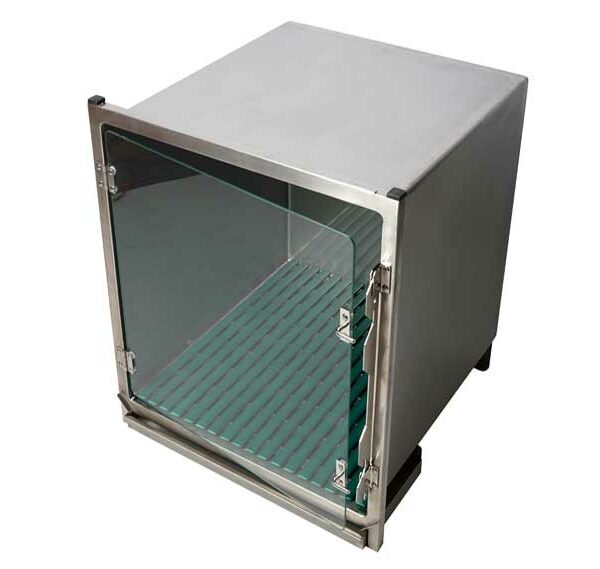 Cage en acier inoxydable – Format B+ – avec porte en verre