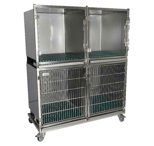 Ensemble de 3 cages inox : 1C porte grille inox + 2B porte verre