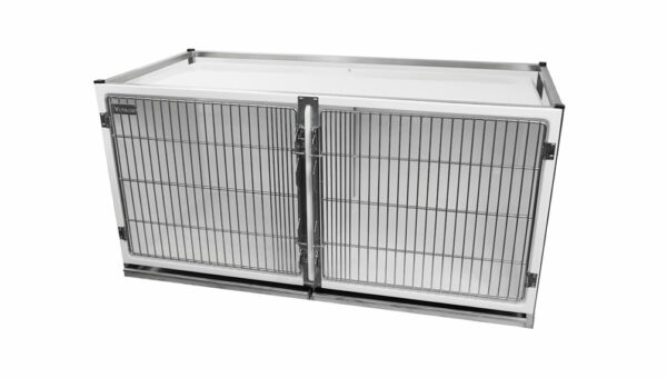 Cage polyester B Double avec porte grille inox + séparation