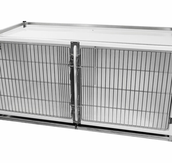 Cage polyester B Double avec porte grille inox + séparation